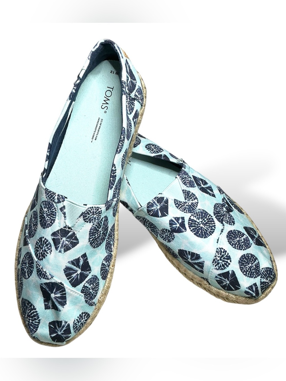 🌊 NWT! TOM’S WOMEN’S ALPARGATA ROPE SHOES | SOFT BLUE BATIK | SIZE 12 | $80